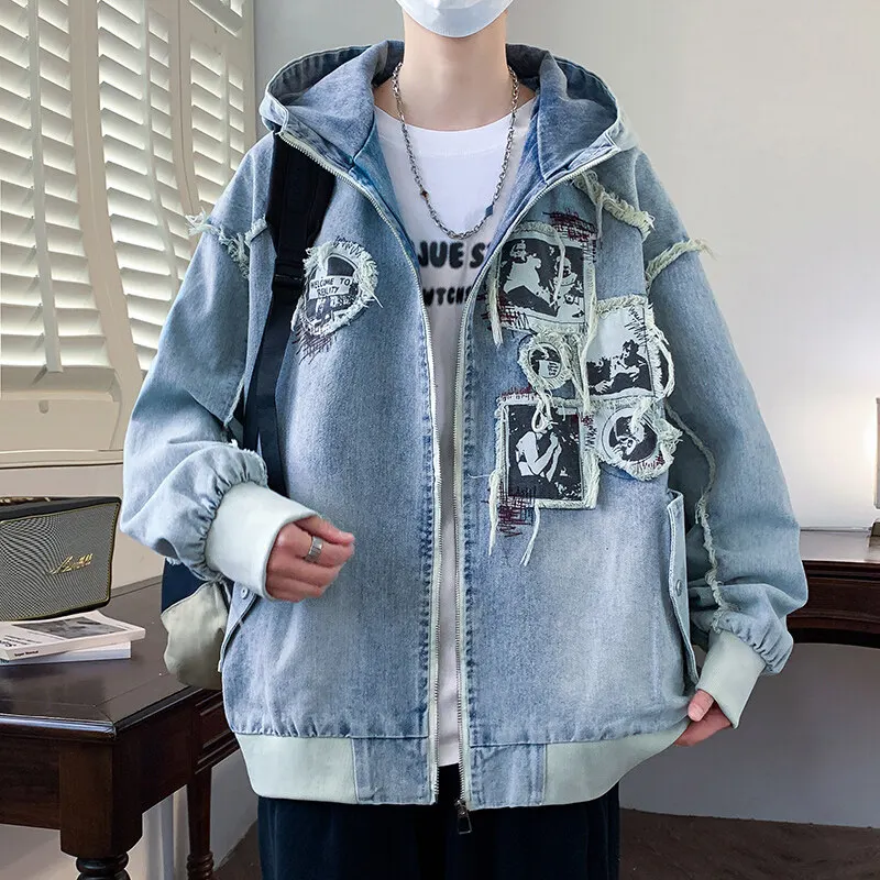 Celebrity style 2025 spring high-quality fashion trend printed denim jacket jacket