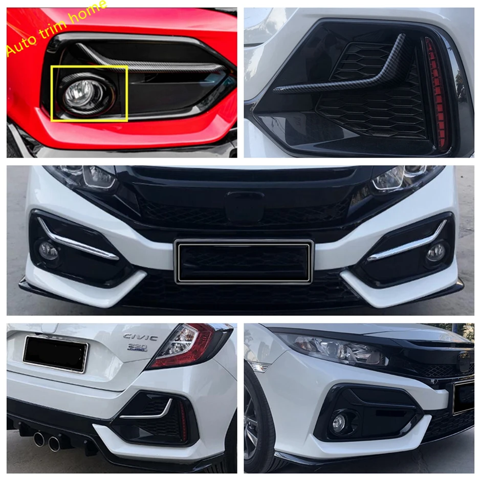 

Front Bumper Fog Lights Lamps Eyelid Stripes Circle Decoration Frame Cover Trim For Honda Civic Hatchback 2020 2021 Accessories