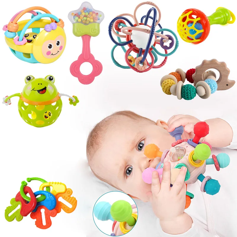 Baby Toys 0 12 Months Rattle Teether Toys Newborn Sensory Toys Babies Hand Grasp Rattle Ball Development Toys Educational Toys