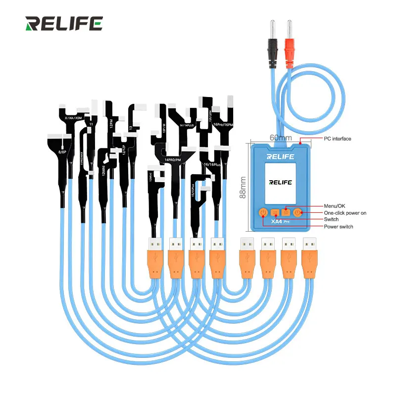RELIFE XA4 Pro One-touch Power Cable USB + Type-C ,2-inch HD Display,Data Storage and Playback  Support IP8G-16PM  Repair Tools