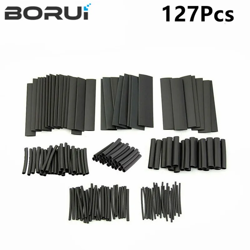 127 Pcs Heat Shrink Sleeving Tube Tube Assortment Kit Electrical Connection Electrical Wire Wrap Cable Waterproof Shrinkage 2:1