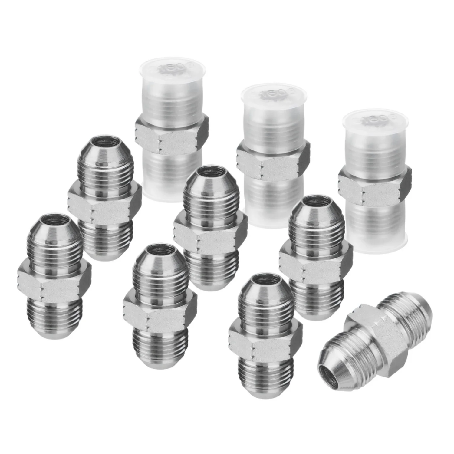

10 Pack Hydraulic Hose Adapter Fittings: 1/2" JIC Male X 1/2" JIC Male, Straight Tube Hydraulic Connectors With Protection Cover