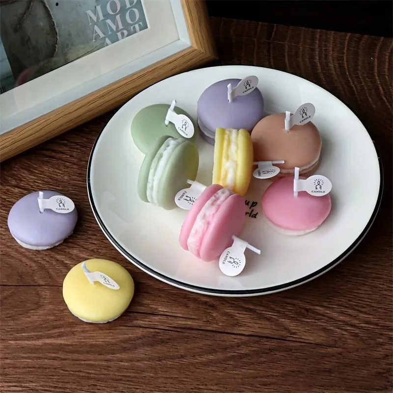 1/5 قطعة شموع واقعية على شكل معكرون شمع الصويا المعطر للديكور المنزلي حفل زفاف السنة الجديدة جو احتفالي هدايا عطرية
