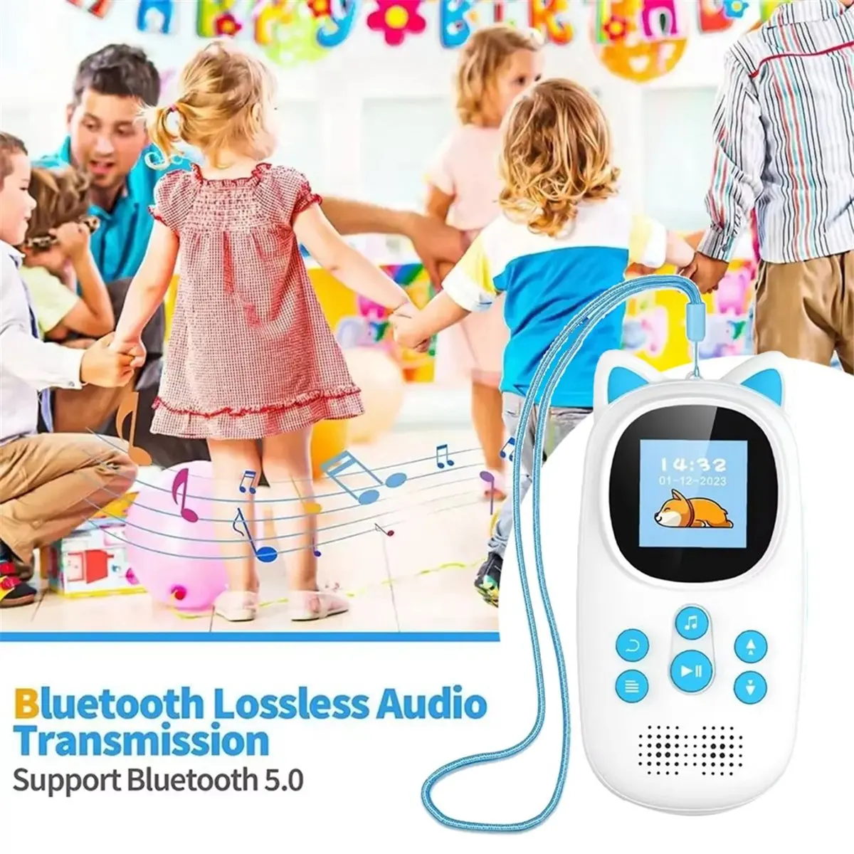 

【ABUP】Bluetooth MP3-плеер для детей, музыкальный плеер Cute Kitty с динамиком, поддержкой TF-карты, FM-радио, запись, будильник-32G