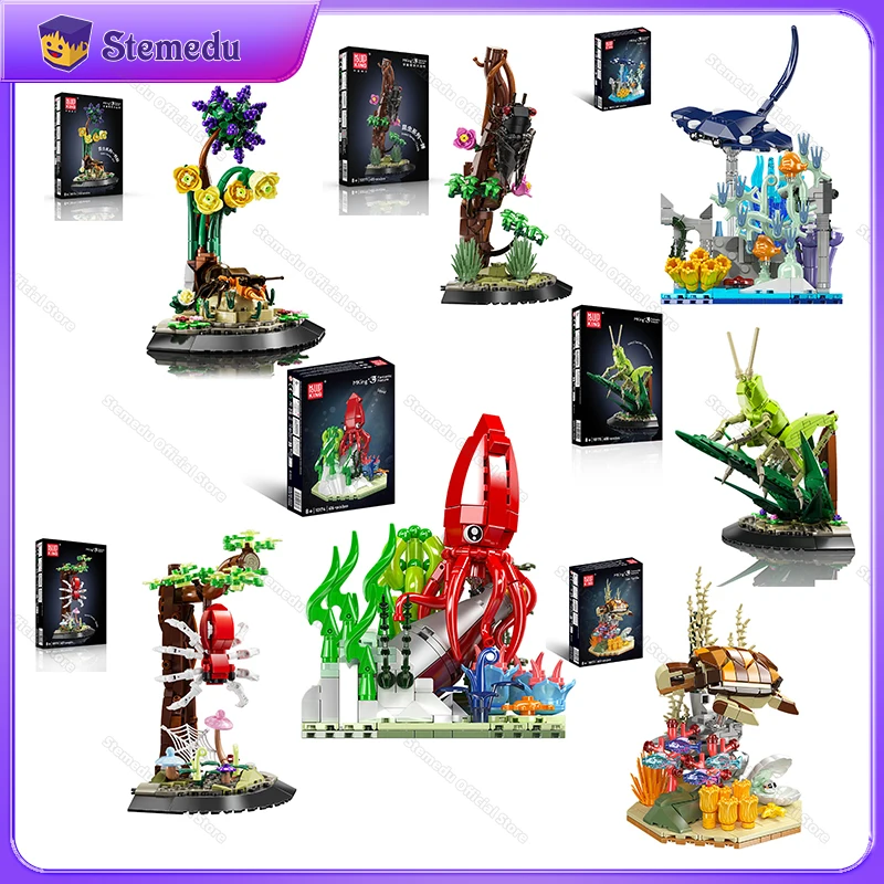 ตัวต่อ MOC มินิบล็อก ชุดสัตว์ในธรรมชาติ แมลง จิ้งหรีด/มด/จิ้งหรีด/แมงมุม แบบประกอบเอง ของตกแต่ง ตัวต่อรูปสัตว์ ของขวัญเด็ก ของเล่น DIY