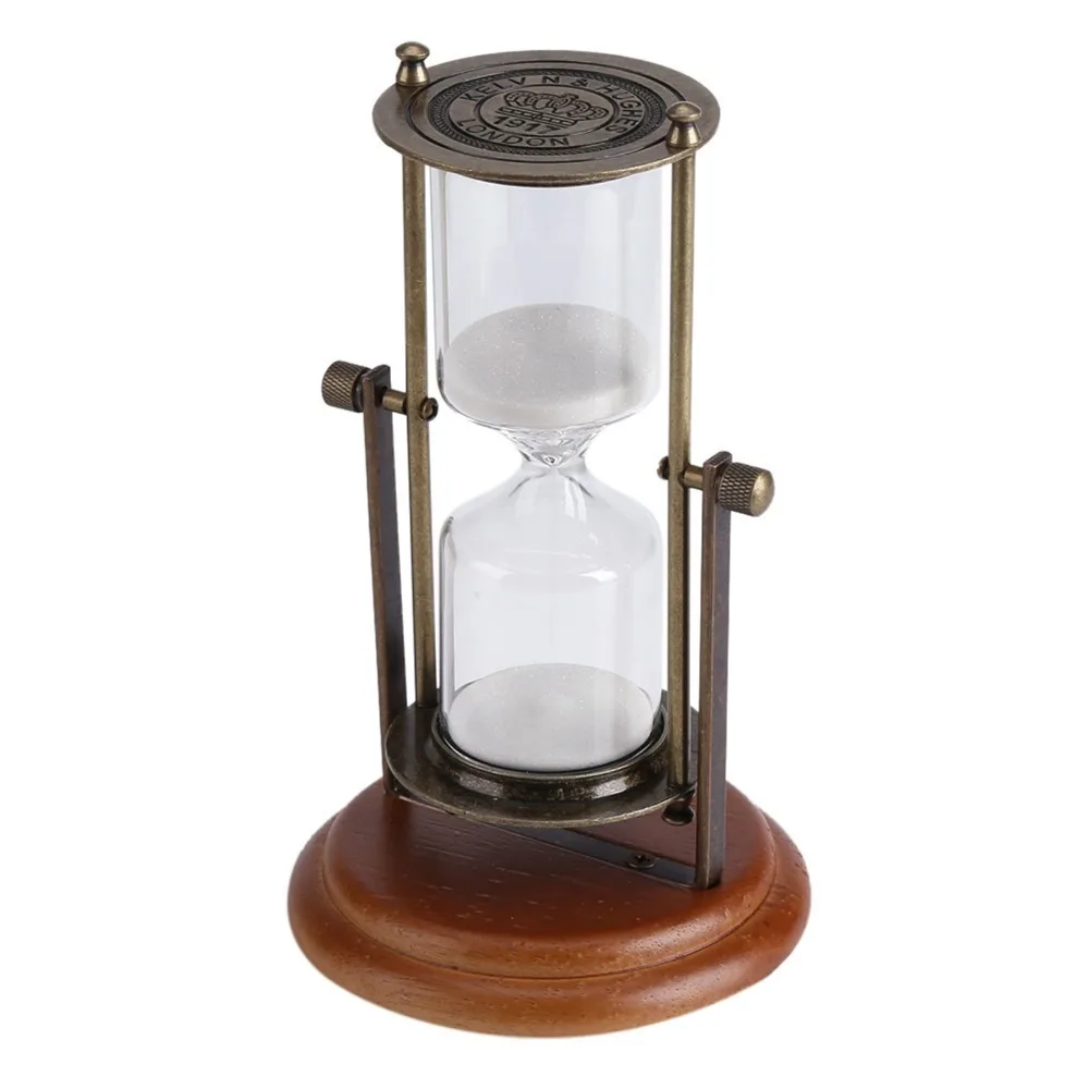 Stable 15/30 Minutes Hourglass Timer Wood Base Rotating Hourglass Craft Antislided Desktop Ornament Home Decoration