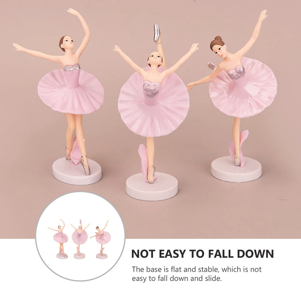 3 Pcs Ballet Figures Home Decor Girl Dolls PVC Plastic Toys for Girls Little Kid Room Dancer Ornaments Cupcake Toppers Bride