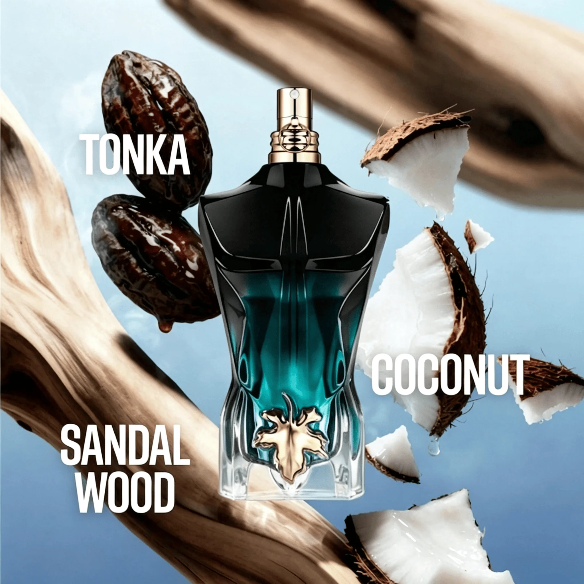 Jean Paul Gaultier Le Beau Le Parfum Intense für Herren, langanhaltendes, holzig-amberfarbenes Herrenparfüm, Eau de Parfum, Kokosnuss, Tonkabohne & Sandelholz – Designer-Reisespray – Detail 6