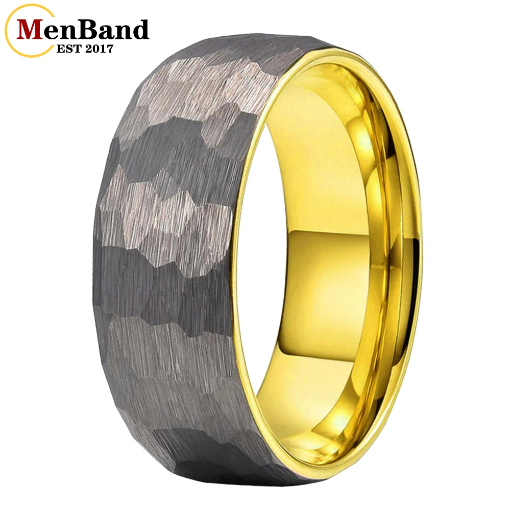 

MenBand 4/6/8MM Multicolor Men Women Tungsten Carbide Wedding Ring Multifaced Hammered Brushed Finish Fashion Gift Comfort Fit