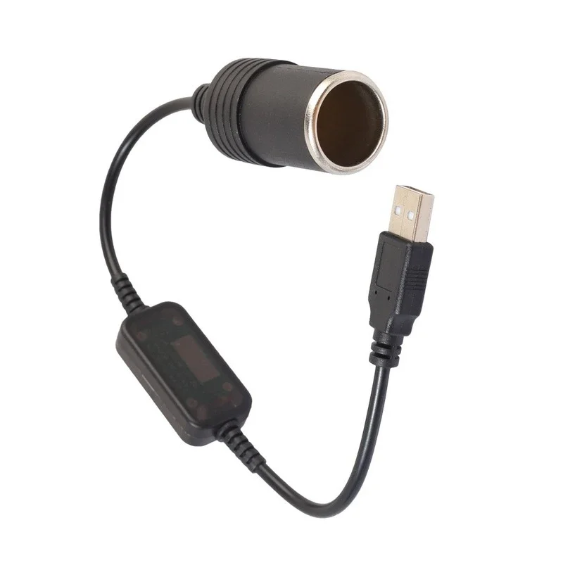 1Pcs 5V 2A USB Male To 12V Car Cigarette Lighter Socket Female Power Converter Adapter Cable for Electronics Auto Accessories