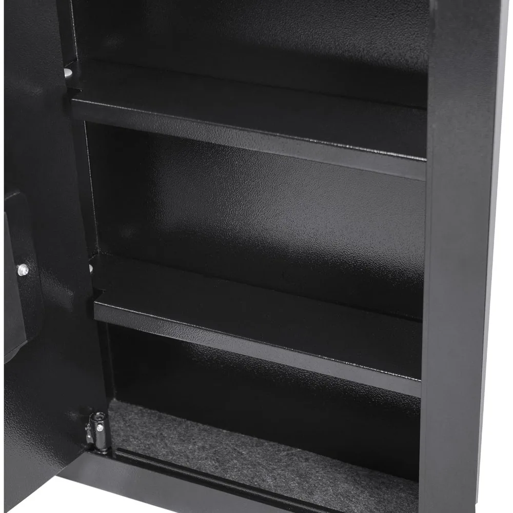 Fingerprint-Activated Steel Wall Safe with Adjustable Shelves and Anti-Pry Deadbolts for Secure Mounting