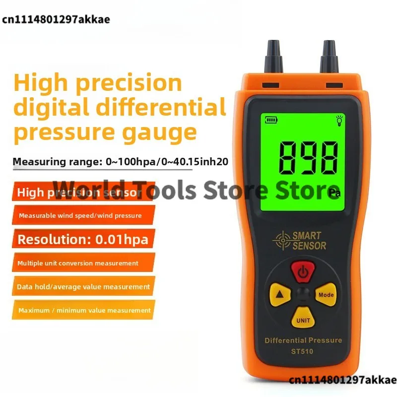 Differential Pressure Meter Manometer Digital Air 0-100 HPa/0-45.15 in H2O Negative Vacuum Gauge
