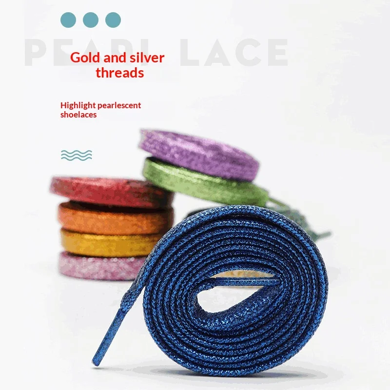 Colorful Lurex Shoelaces Trendy Bright Colorful Fall Winter Shoelaces Sneaker White Casual Sports Leather Shoes Laces