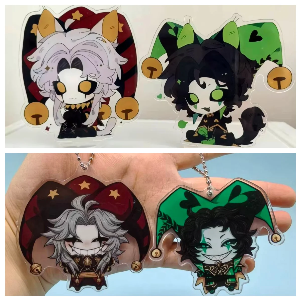 Game The Freak Circus Pierrot Harlequin Figure Acrylic Stand  Q Version Standing Plate Desktop Ornament Accessories Props 10cm