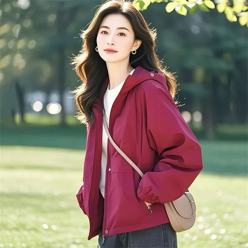 Hooded Jackets Women2025 Spring Autumn New Super Fire Coats Female Unique Super Nice Outerwear Foreign Style Short Overcoat Tops