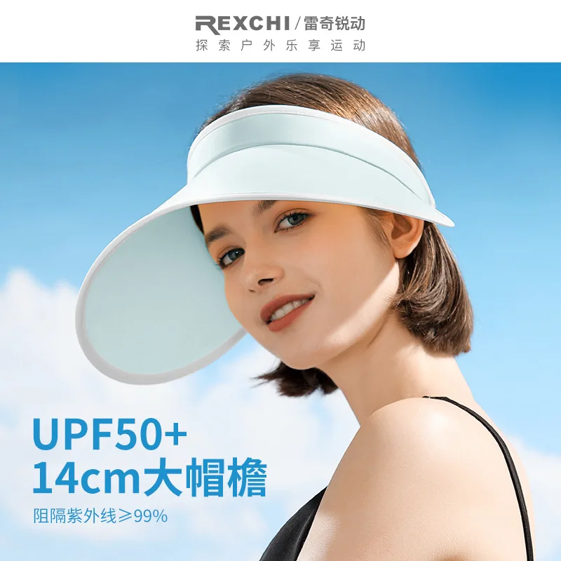 REXCHI Summer Women Beach Hat Empty Top Sun Protection Hat  Windproof UV Proof Sunshade Breathable Big Eaves Face Covering 258