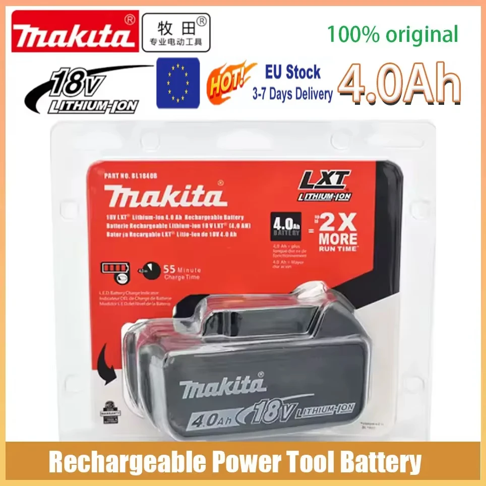 100% Original Makita 18V 4000mAh Lithium-Ionen-Akku, Ersatzakku für 18V-Bohrmaschinen BL1860 BL1830 BL1850 BL1860B