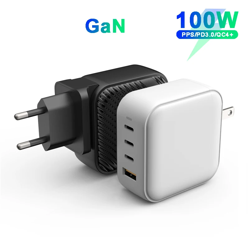 100W 4 Port GaN USB C Type-C Power Adapter PD3.0 87W/65W/45W/20W Fast Charger for Macbook Pro/Air Dell HP SAMSUNG QC4.0+ 3.0 PPS