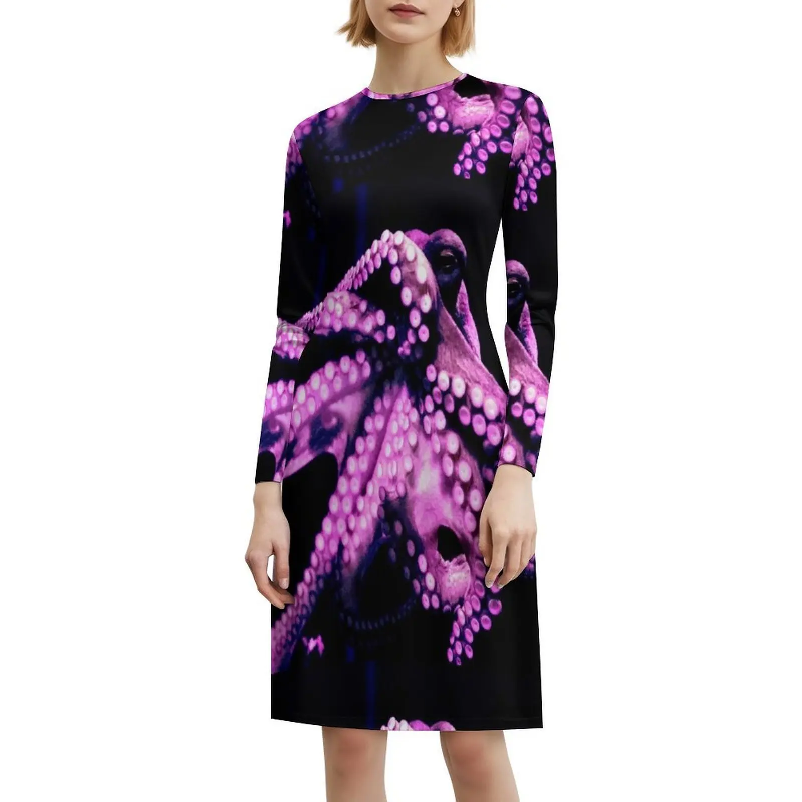 الأخطبوط اللامسة الأسلحة الأرجواني بوهو شيك فستان أنيق موضة شاطئ حفل زفاف ثوب الأخطبوط الأرجواني Sqid مخالب المحيط #6