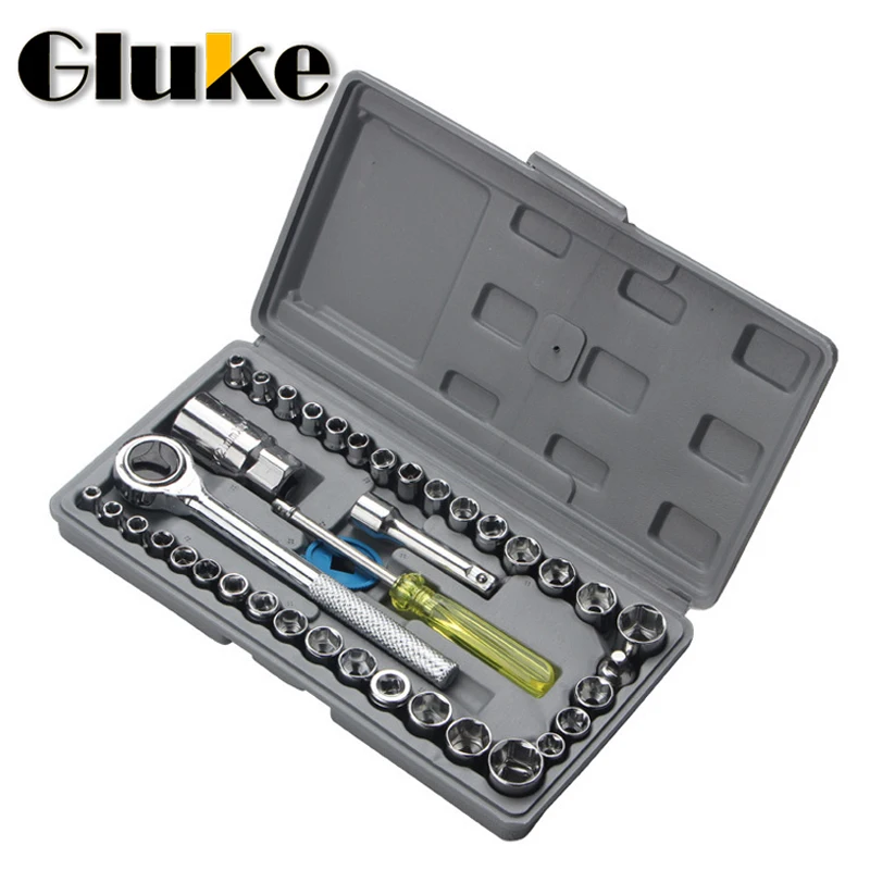 Socket Wrench Set 40 Pcs Tool Kit For Car Tool Screwdriver And Bit Ratchet Torque Quick Wrench Spanner Socket Key Hand Tool