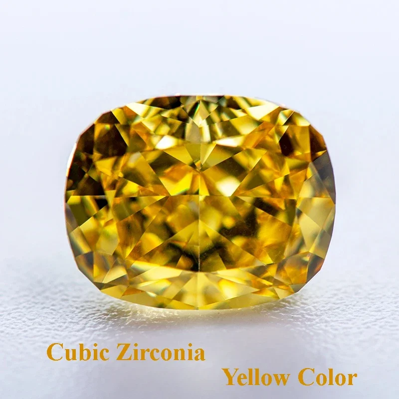 

Cubic Zirconia Crushed Ice Cut Cushion Shape Yellow Color Charms Beads for Diy Jewelry Making Necklace Materials No Certificate