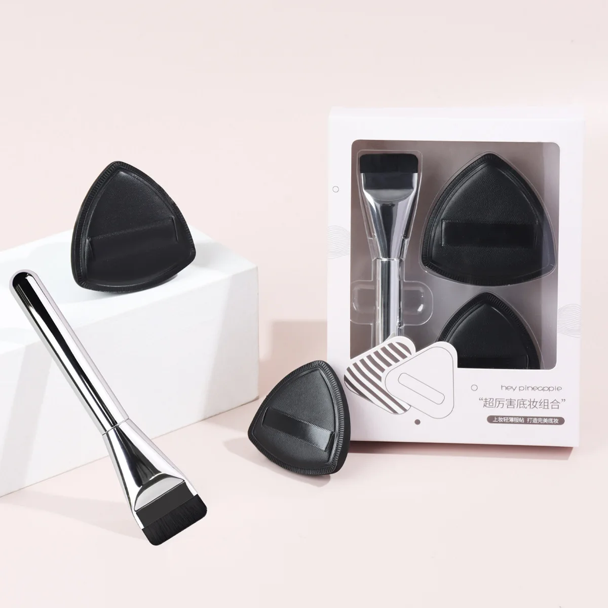 Marshmallow Air Cushion Puff Wet And Dry Use Super Soft Powder-Free Makeup Egg Foundation Brush Set di tre pezzi