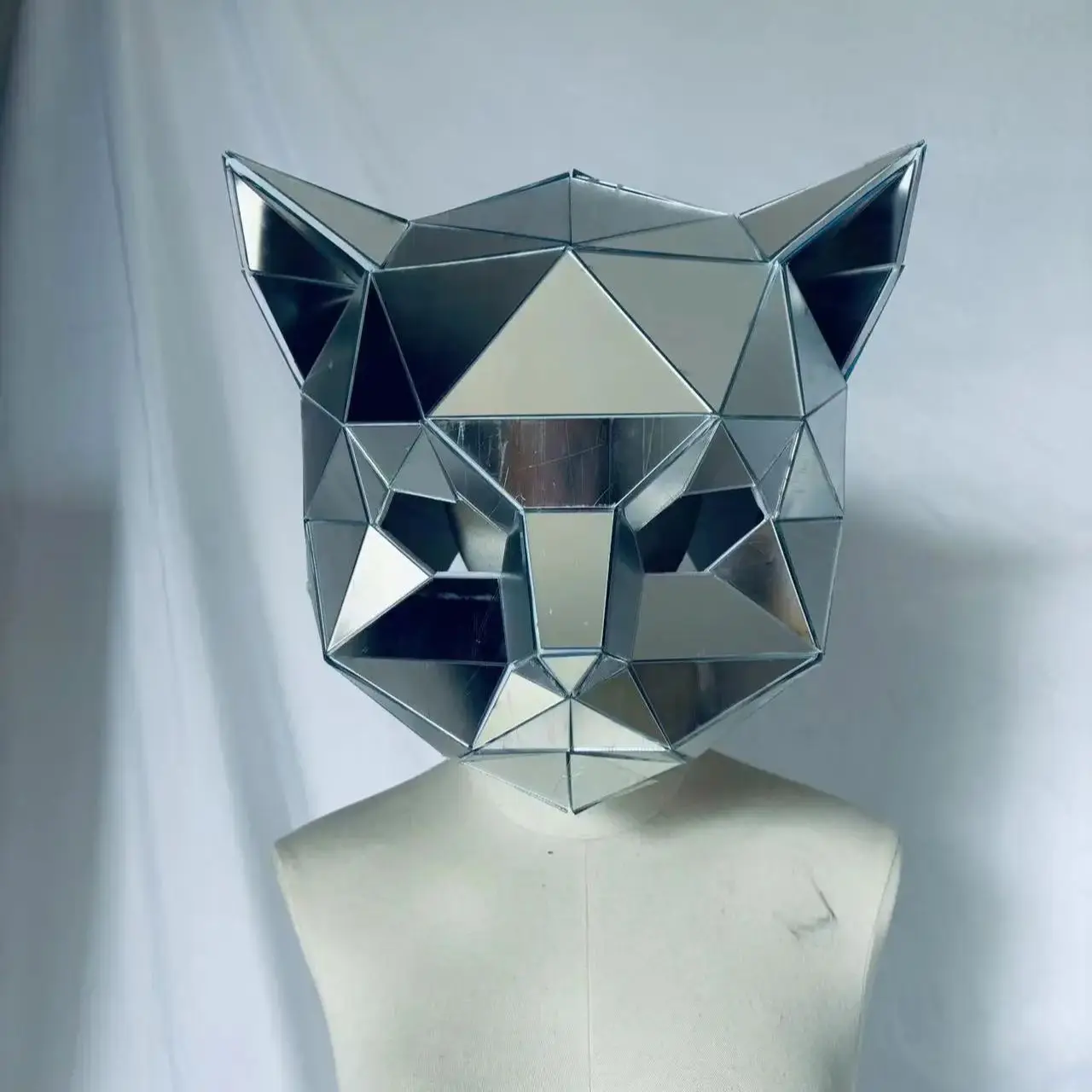 Mirror Chrome Plated Mask Metallic Animal Demon DJ Helmet for Festival Party Rave Costume Cosplay Halloween