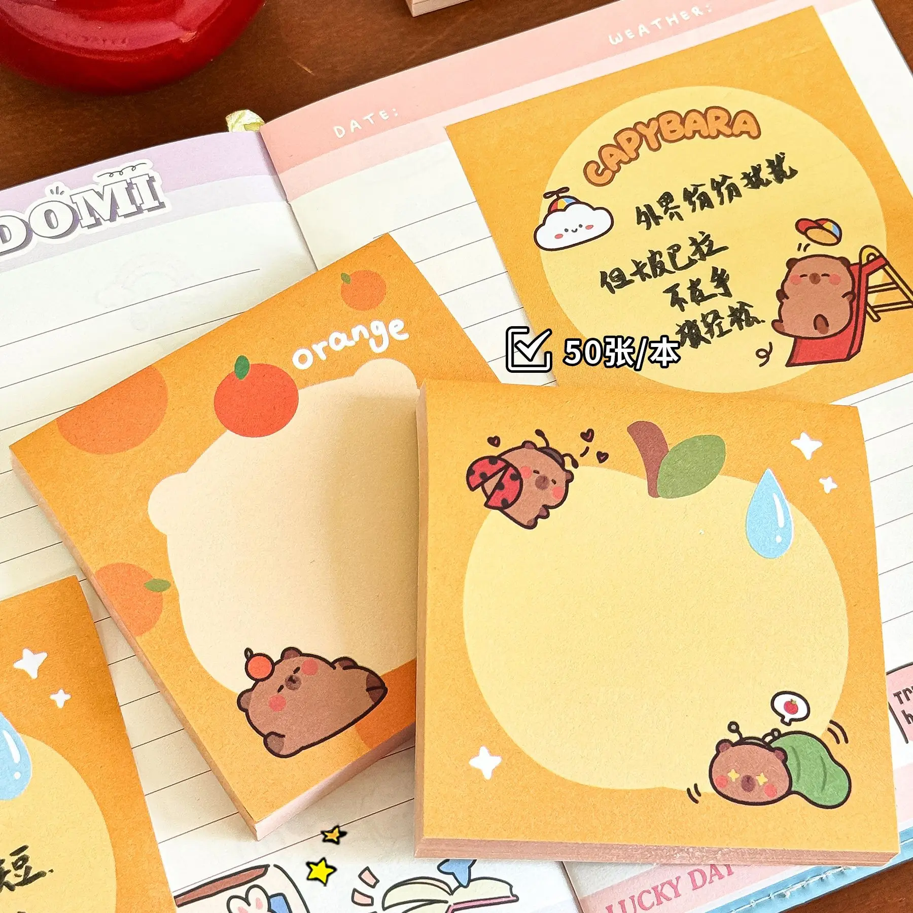 Ins Kapibala Sticky Note Book Student Cute Message N Times Post High-value Capybara Stationery Reward Small Gift  Memo Pad