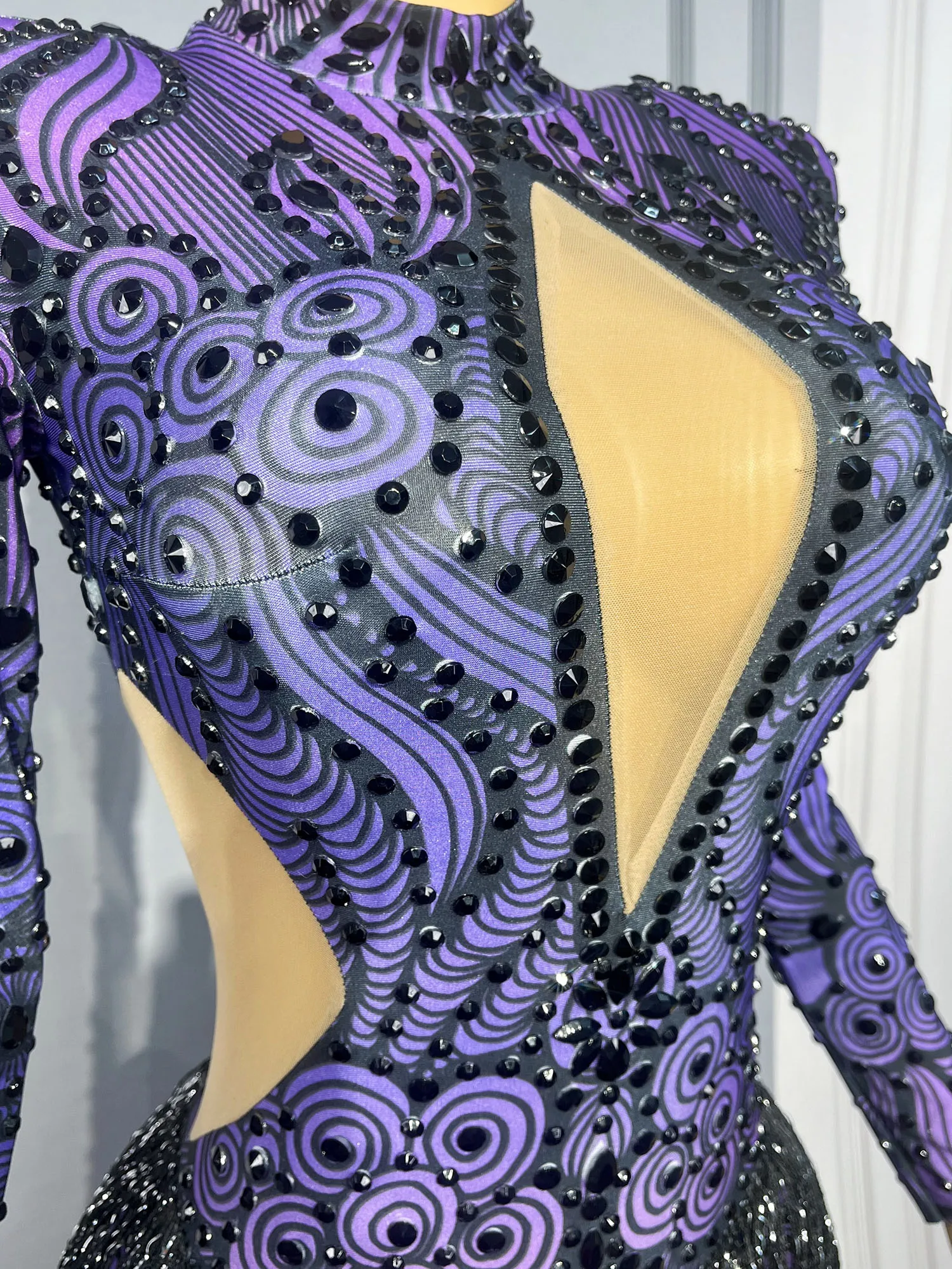 Elegant temperament waist hollow repair and floor length dress Halloween party witch costume dance dress formal evening dress