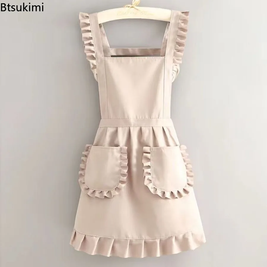 2026 1Pcs Cute Korean Style Apron Female Nail Shop Kitchen Coffee Overalls Home Cooking Cleaning Sleeveless Apron Ladie Workwear