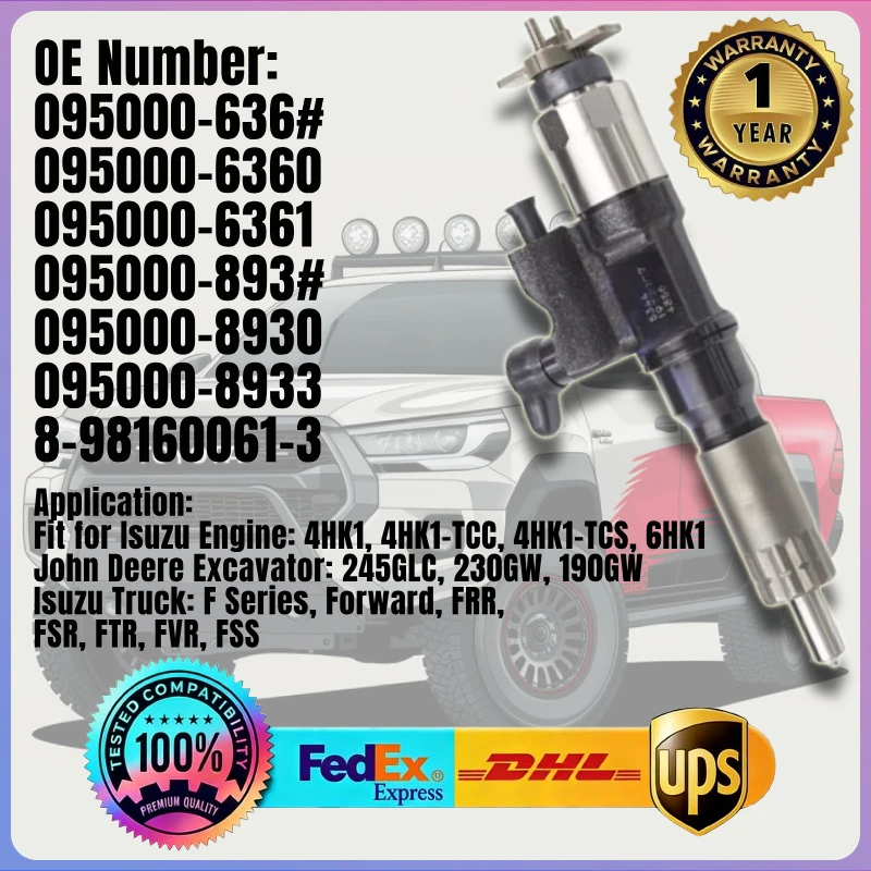 

Fuel Injector 095000-8933 8-98160061-3 for Isuzu Engine 4HK1 6HK1 John Deere Excavator 245GLC 230GW 190GW