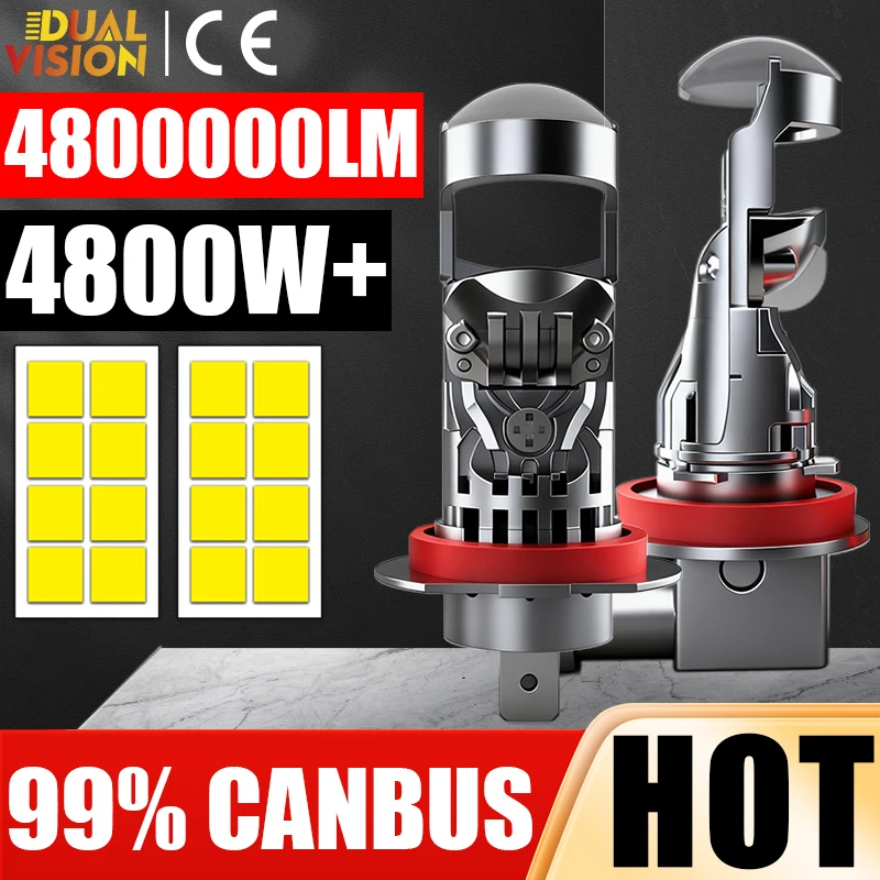 

4800 Вт 4800000LM H4 H7 Светодиодные фары Мини-объектив проектора Super Canbus H11 H8 H9 9005 HB3 9006 HB4 9012 HIR2 CSP Чип Автомобильные фары