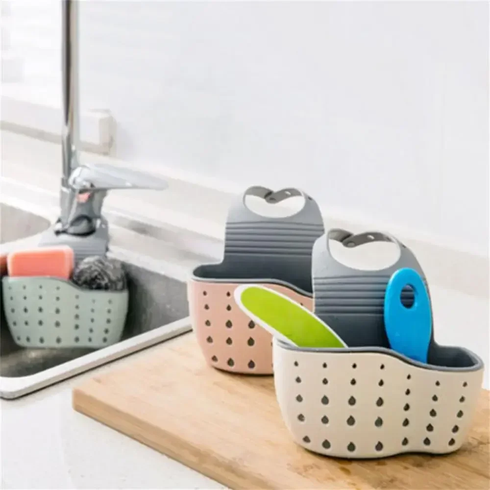 Adjustable Soap Sponge Shelf Organizer Bathroom Faucet Holder Rack Kitchen Sink Holder Hanging Drain Basket Kitchen Supplies