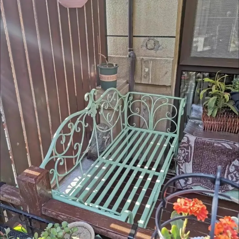 Garden wrought iron table and chair open-air European balcony bench sofa chair back double chair outdoor courtyard park bench