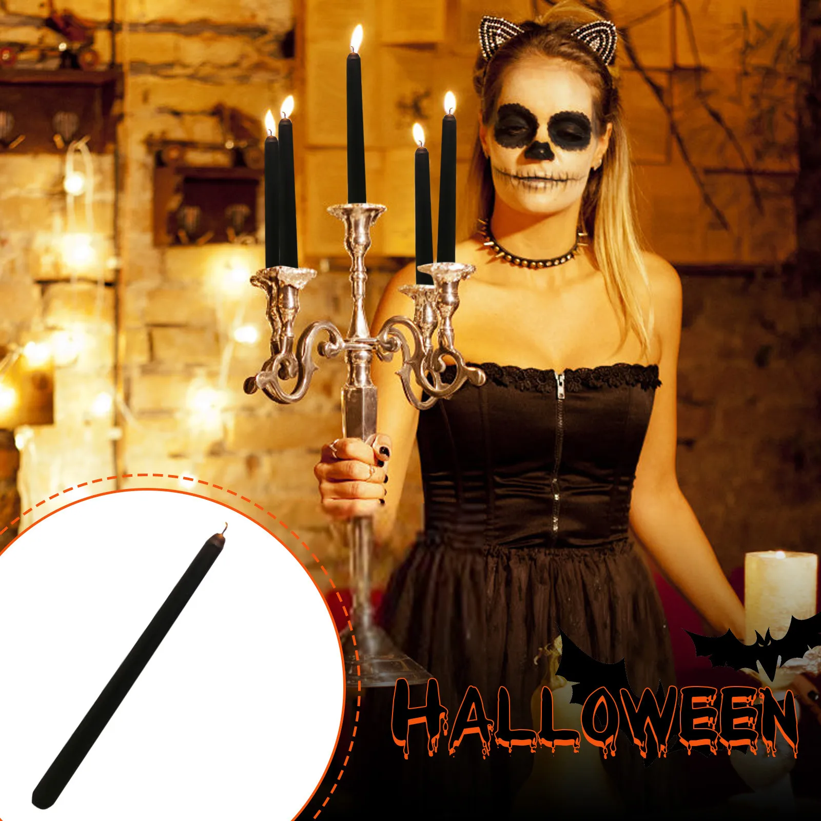 Erschreckende hohe blutende Blutropfenkerze, parfümfreie schwarze konische Kerzenständer, gruselige Kerzenset für Halloween-Party, Gothic-Haus