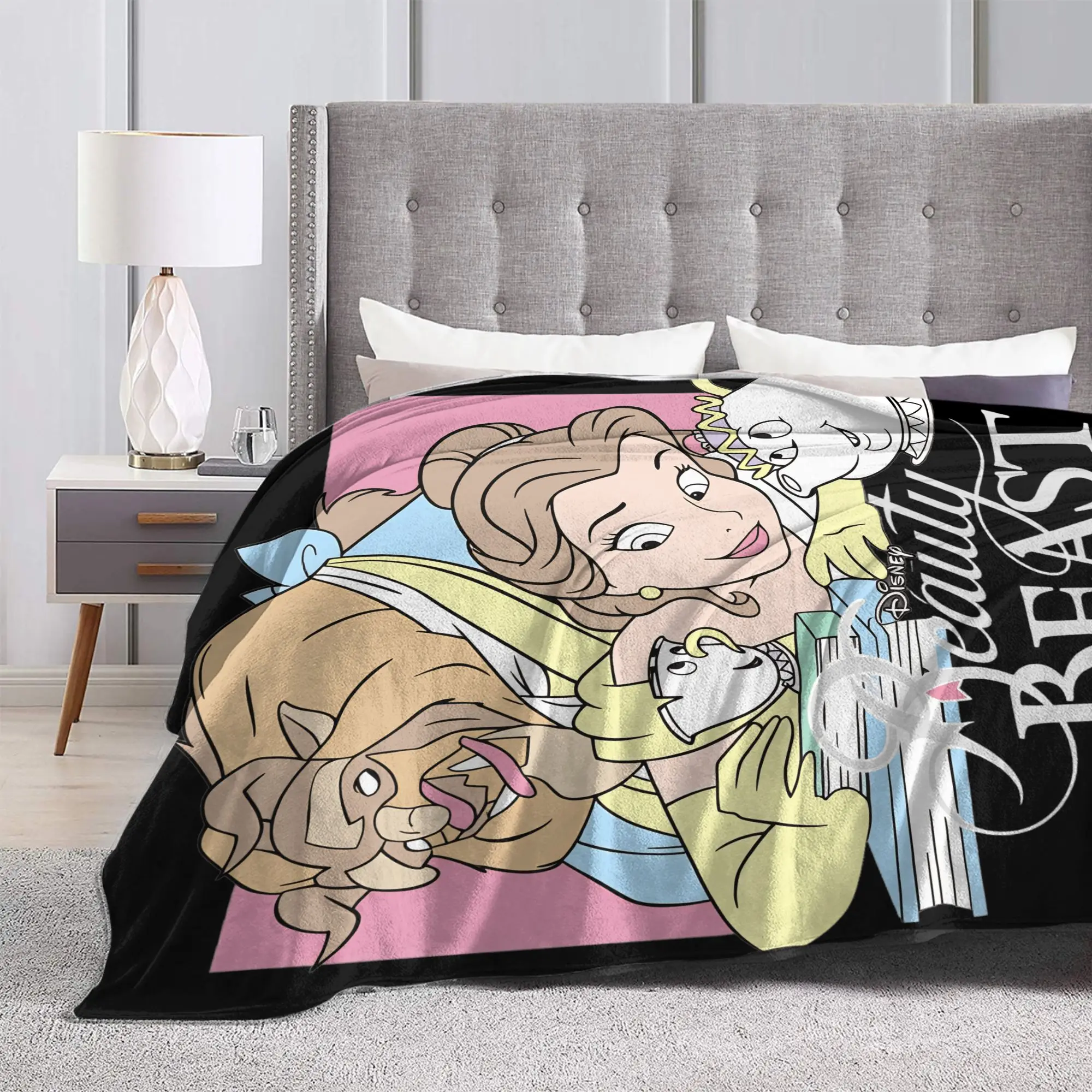 الجمال والوحش بطانية قطيفة الأطفال الفانيلا رمي بطانية لغرفة المعيشة الدافئة لينة جودة المفرش هدية فكرة