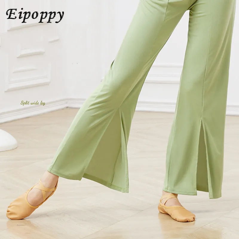 กางเกงเต้นผู้หญิงกางเกงโยคะฟิตเนสกางเกงขาบานเอวสูงแบบคลาสสิกกางเกงเต้นบัลเล่ต์