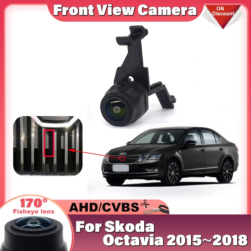 

AHD 1080P Fisheye CCD Автомобильная камера переднего вида с положительным логотипом для Skoda Octavia 2015 2016 2017 2018, водонепроницаемая камера ночного видения