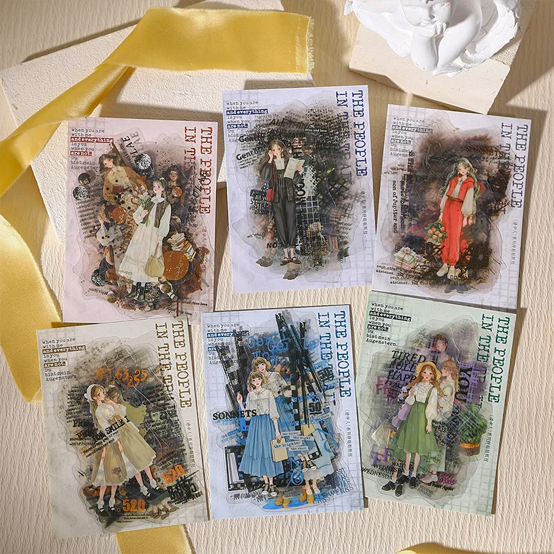 

12 упаковок/лот, серия «Люди в треках», милая ретро декоративная наклейка для домашних животных