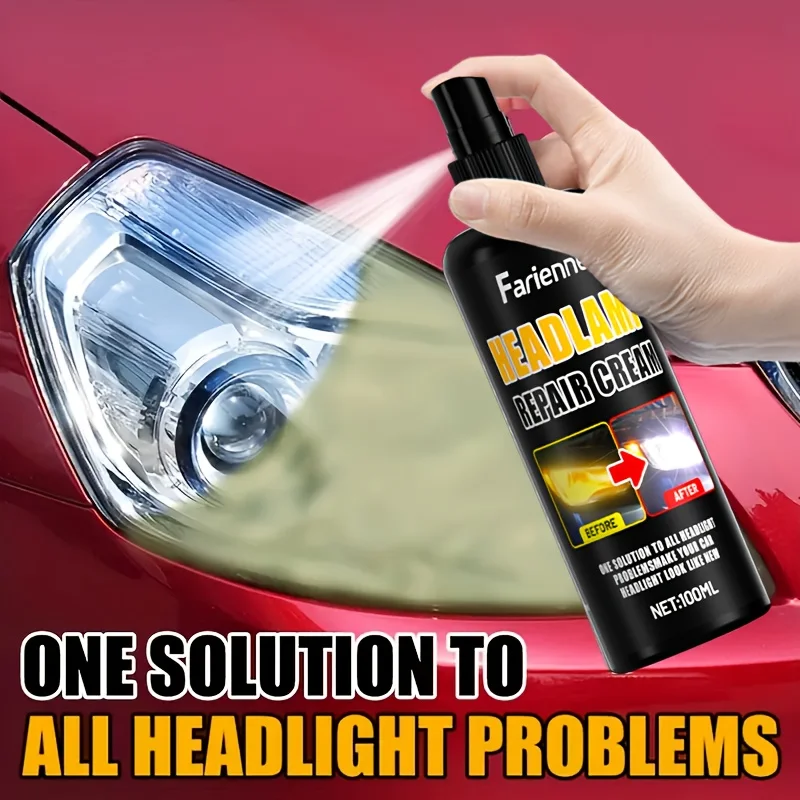 FARIENNE Headlight Repair Spray Car Lens Restorer For Yellow Oxidized Foggy Lamps Scratch Haze Remover Clear Protective Finish