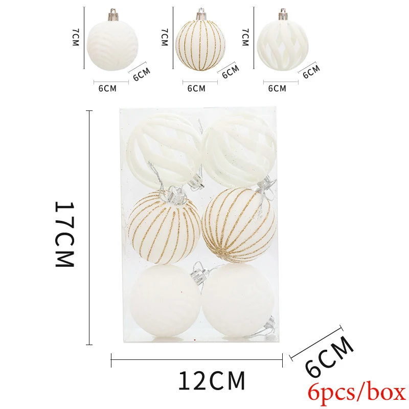 6CM Red Green White Shatterproof Christmas Ball Ornaments Christmas Tree Decorative Balls Pendants for Xmas Noel Holiday Gifts view 5