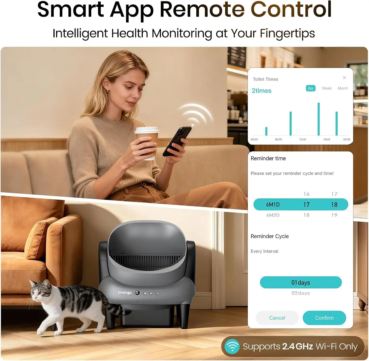 Automatic Self-Cleaning Cat Litter Box, Open Top Design with Safety Sensors and Anti-Pinch Protection, Smart Automatic Litter Bo