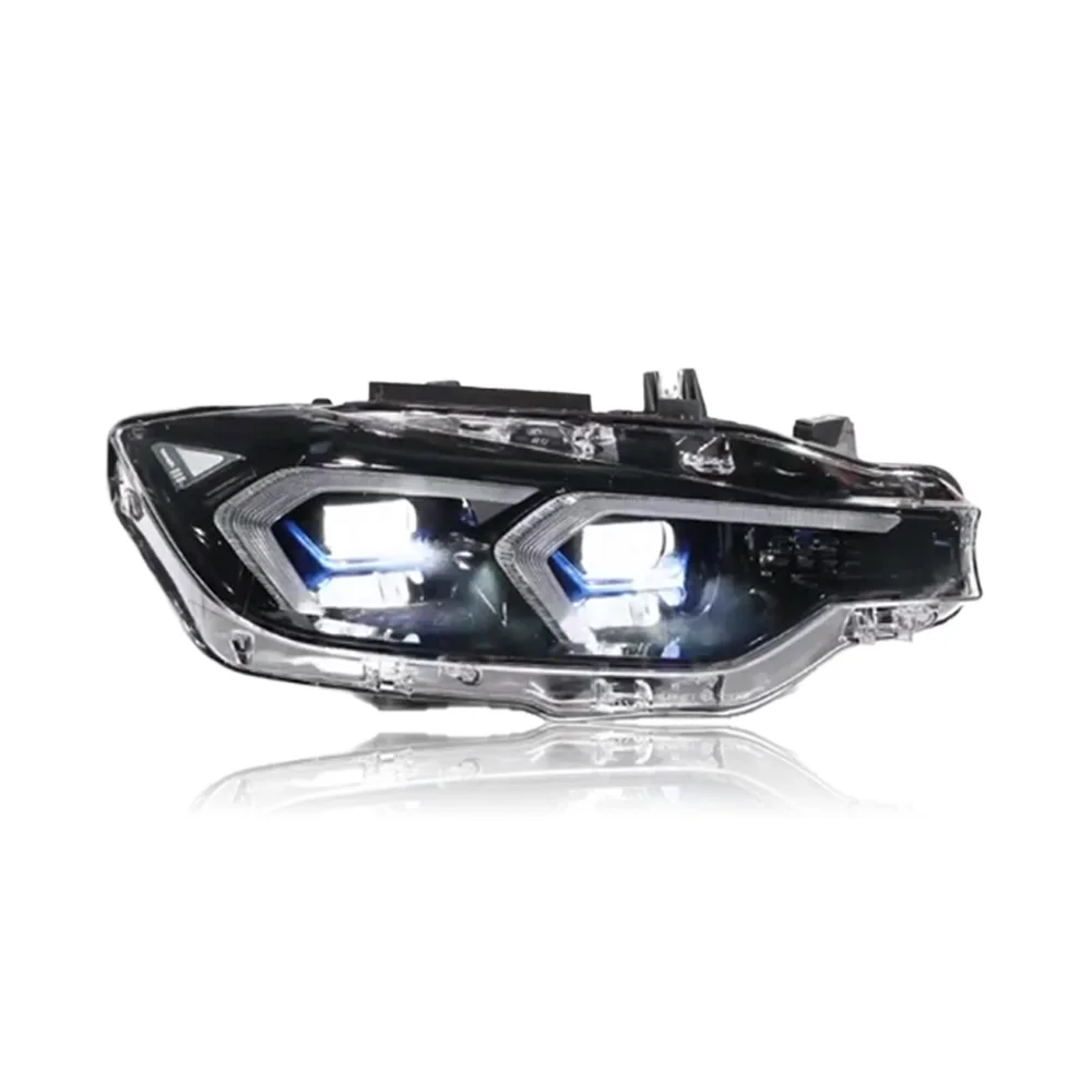 Lampu depan LED BMW, untuk 2013-2018 BMW 3 seri DRL dengan sinyal belok kuning & putih bahan ABS F30 F35 F80 LCI model