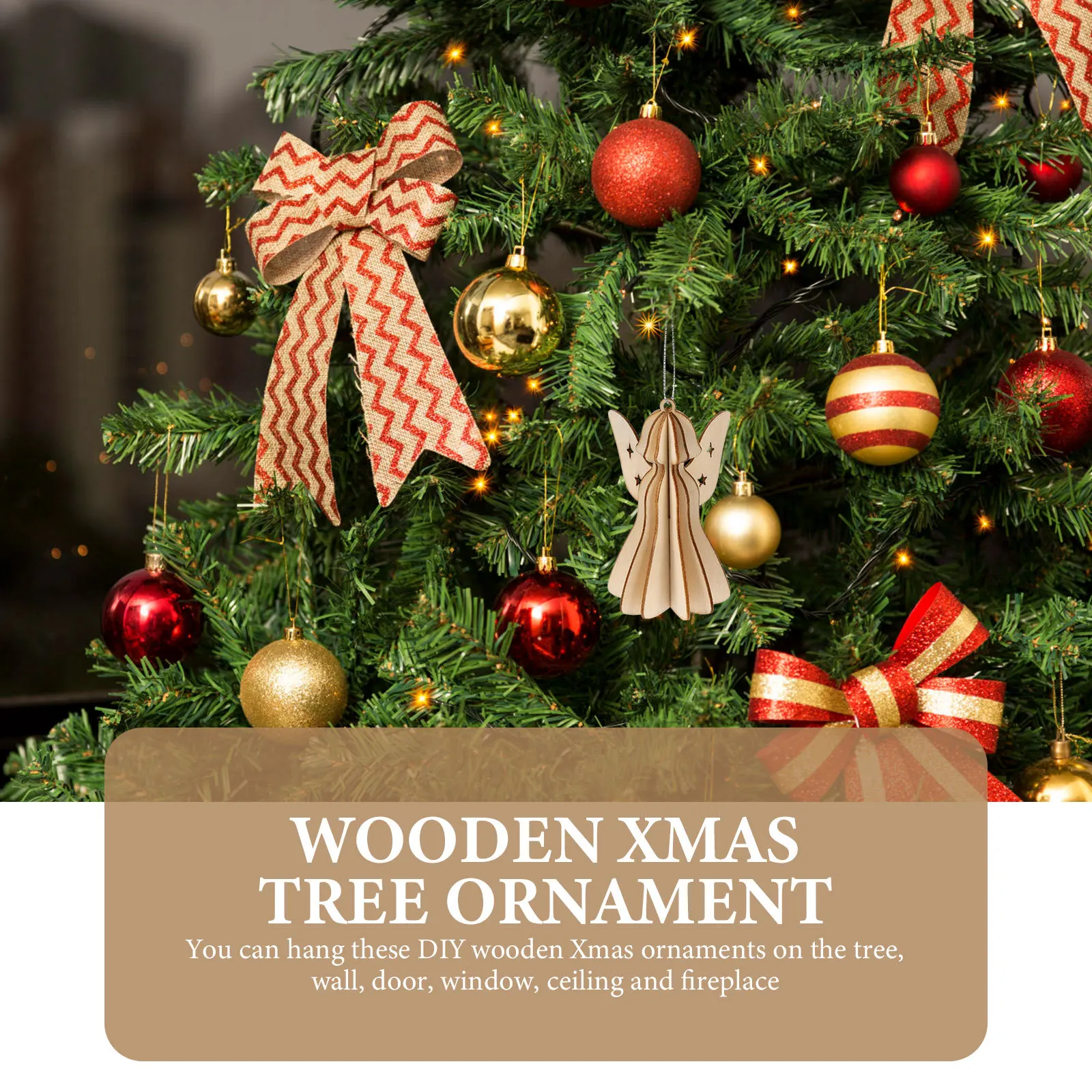 

6Pcs Wooden Xmas Tree Ornaments Unfinished Hanging Decoration DIY Paintable Xmas Pendant Party Decor Christmas Tree Pendants