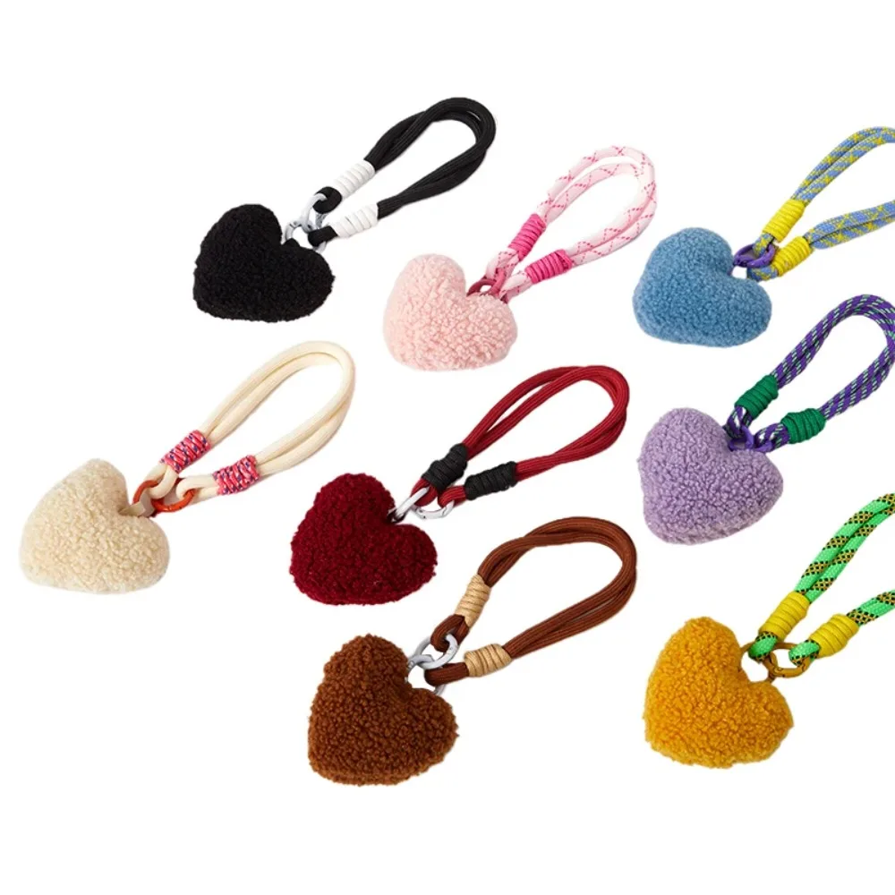 Duurzame Pluche Lanyard Sleutelhanger Kleurrijke Love Heart Tassen Gevlochten Strip Tas Hanger