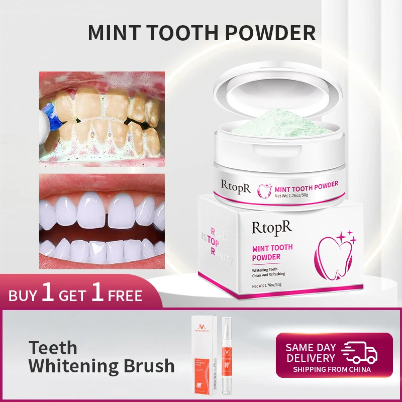 Mint Whitening Tooth Powder Teeth Cleaning Whitening Remove Dental Plaque Improve Yellow Teeth Fresh Breath Pearl Tooth Powder