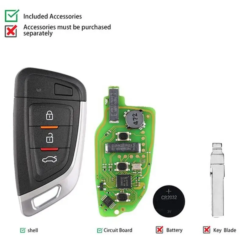 Para Xhorse XSKF01EN llave remota de proximidad inteligente Universal Fob de 3 botones para herramienta de llave VVDI