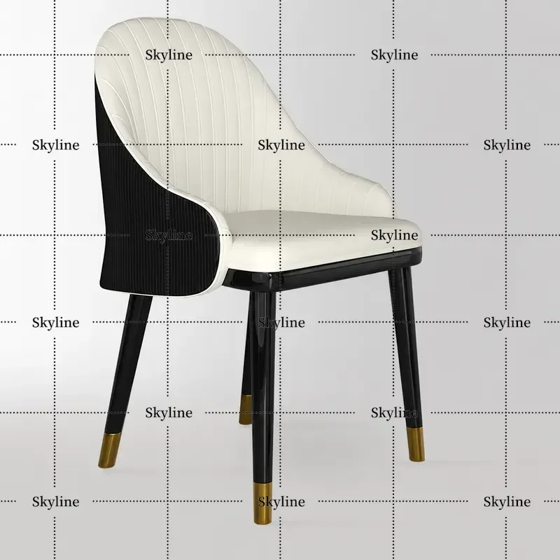 for Italian Light Luxury Microfiber Leather Dining Chair Double Backrest Custom High End Villa Mansion Large Flat Paint