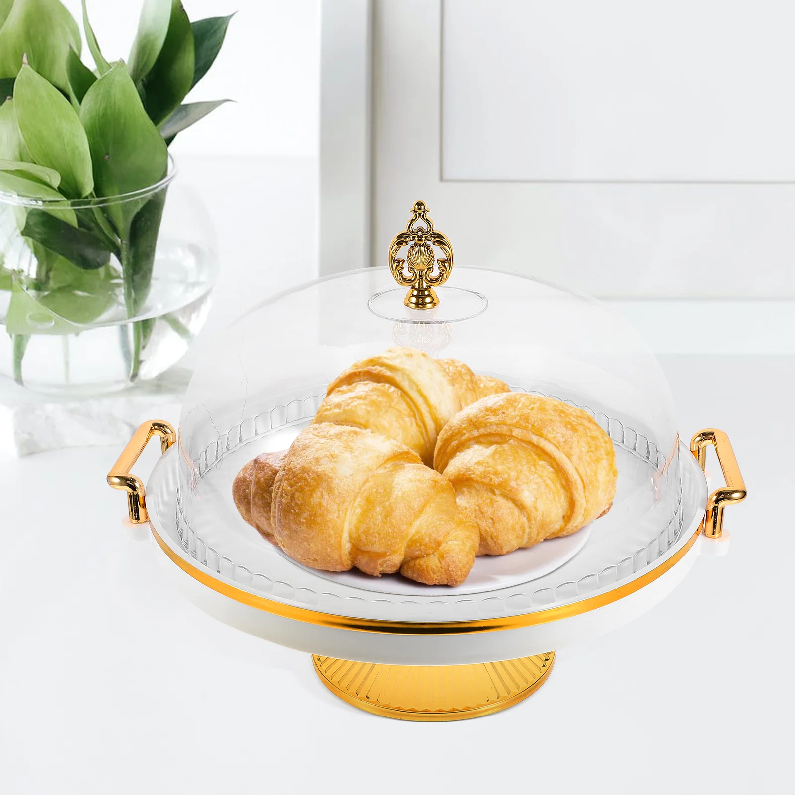 

Chic Clear Cake Stand With Dome Decorative Plate Elegant Dessert Serving And Storage Dish