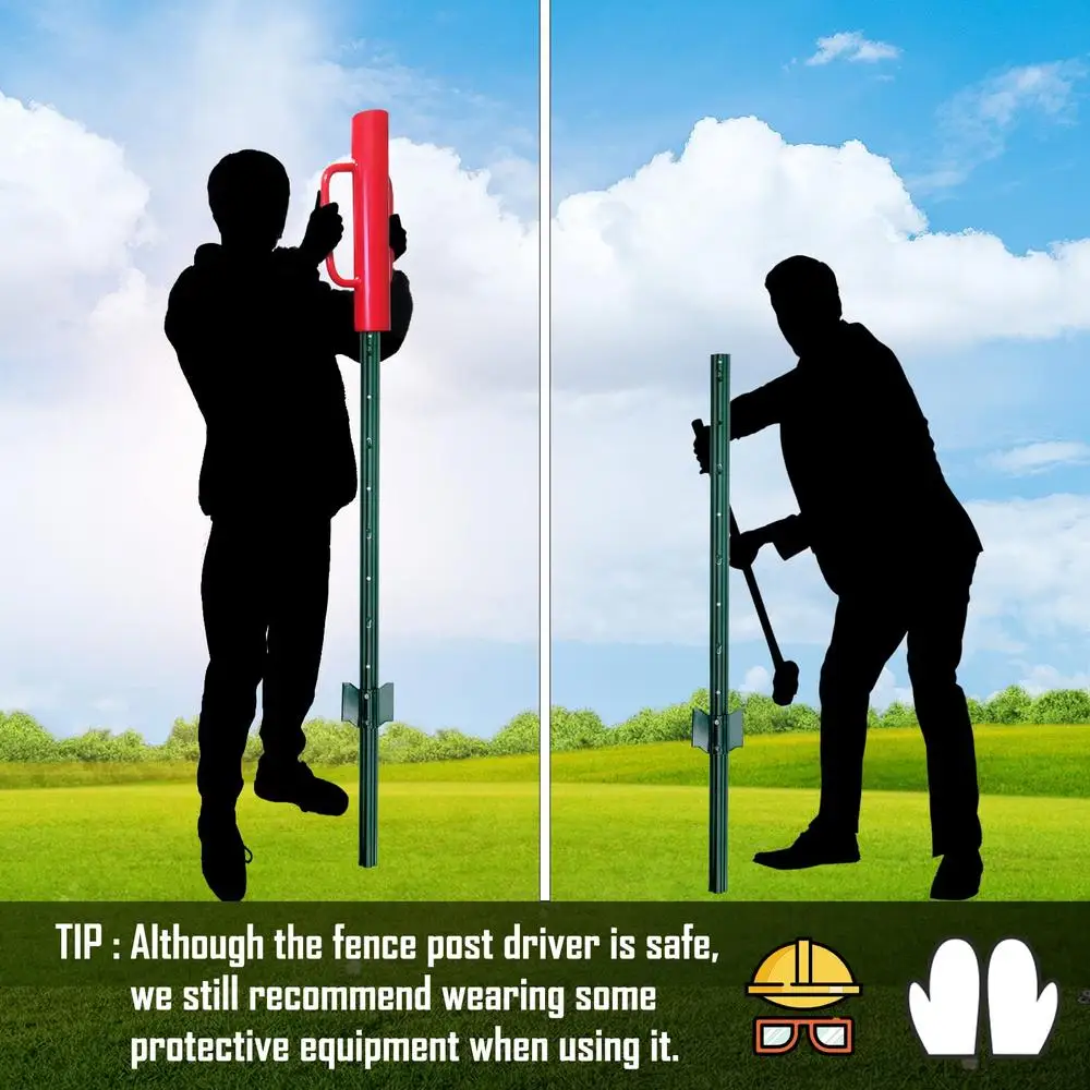 Heavy Duty Fence Post Driver 12LB with Handles Metal U-Channel Pole Pounder T-Posts and Sign Posts Durable Steel Construction